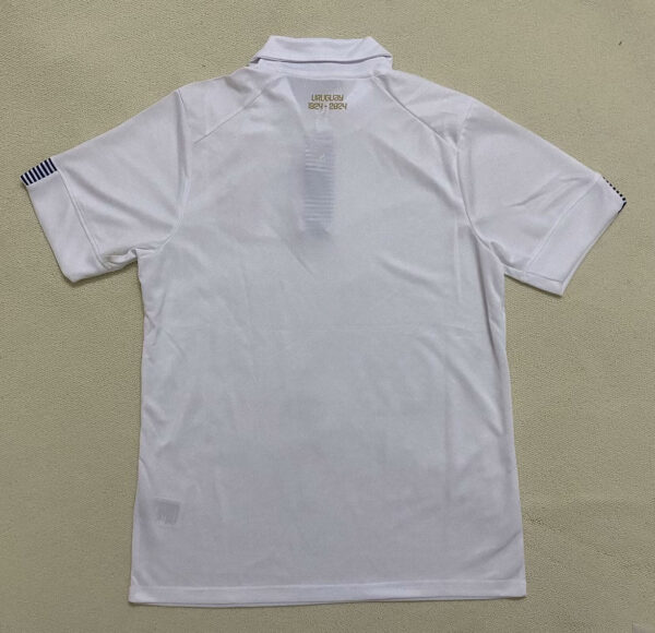 White UAE football jersey 2024 with official logo and design details.