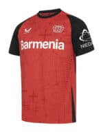 Authentic Bayer Leverkusen football jersey for 2024/25 season, featuring team logo and sponsor.
