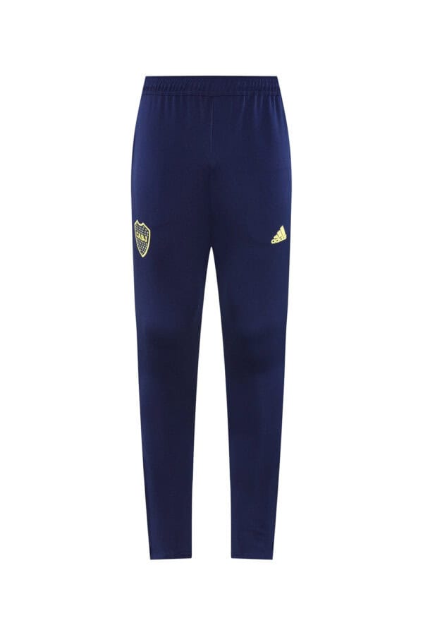 Boca Juniors football training pants with club logo and Adidas branding.
