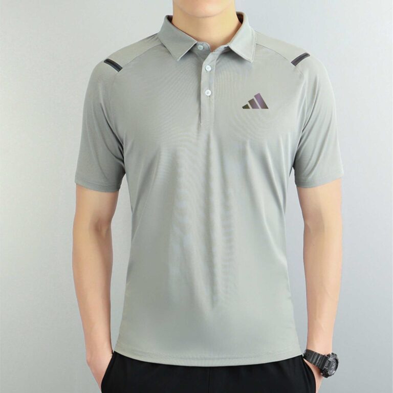 Men's Adidas polo shirt available in four stylish colors, perfect for sports, casual outings, and ac.
