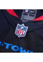 Navy blue CJ Stroud Houston Texans NFL jersey with Nike logo and NFL patch. Perfect for football fan.