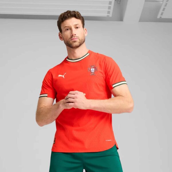 Portugal national football team home jersey 2025, authentic red design with crest and Puma logo.