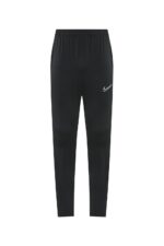 Black Nike Dri-Fit tracksuit pants with white swoosh logo, lightweight and breathable sportswear.