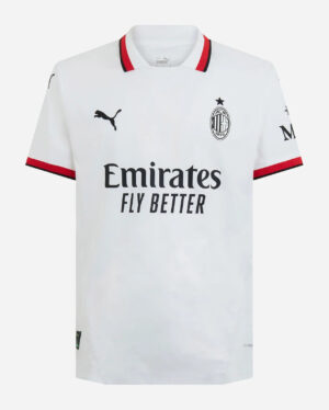 Authentic Milan FC white football jersey with team logo and sponsor.