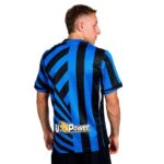 Authentic Inter Milan football jersey 2024/25 season, blue and black stripes, official club merchand.