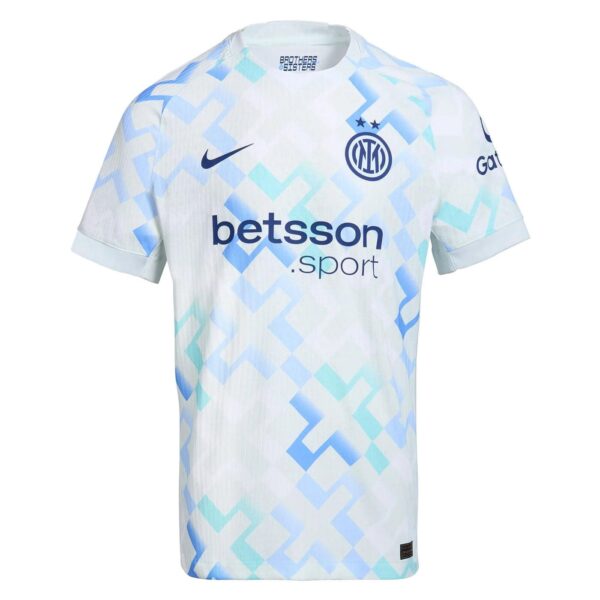 Authentic Inter Milan away football jersey for 2025/26 season, featuring club logo and modern design.
