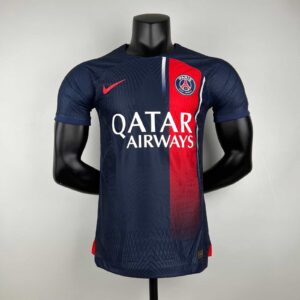 PSG 2023/24 home football jersey with Qatar Airways sponsor.