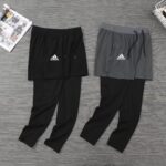 Men's Adidas 2-in-1 long shorts with inner compression pants, ideal for running, gym, and athletic a.