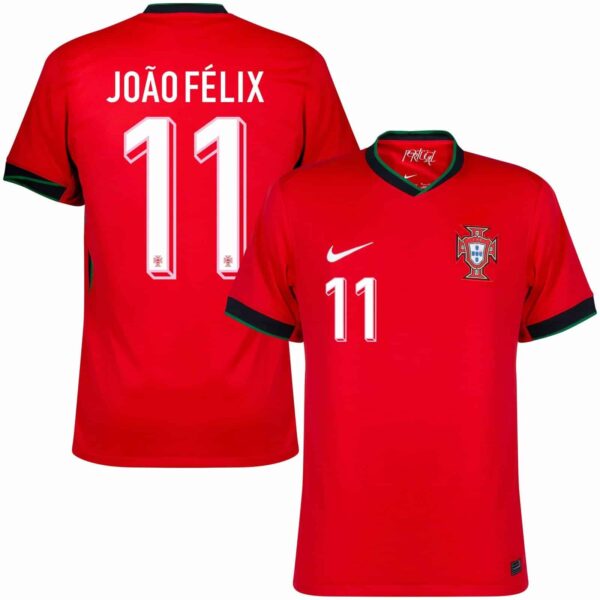 Portugal national football team home jersey 2024 with João Félix 11 printed on front and back.
