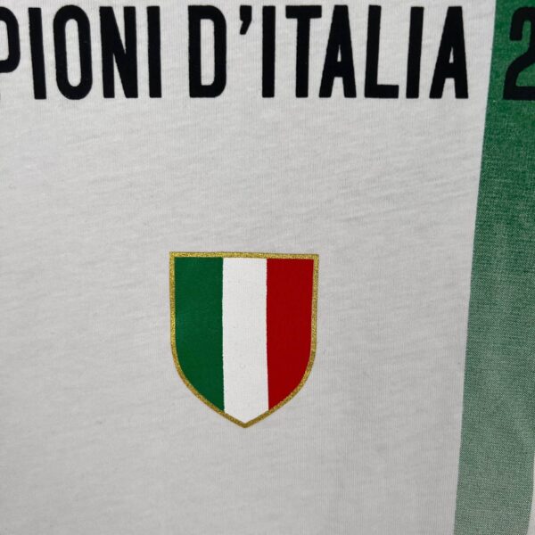 Napoli scudetto champion jersey 2023/24 with Italian flag crest. Authentic football shirt for Napoli.
