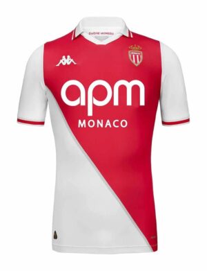 Monaco FC 2024/25 home football jersey with red and white design.