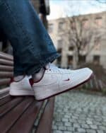 Air Force Low 1 “White/Team Red” sneakers for men and women.