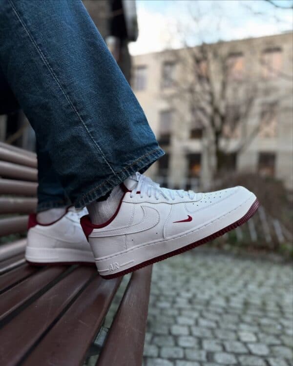 Air Force Low 1 “White/Team Red” sneakers for men and women.
