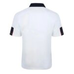 England Home Retro 1998 football polo shirt, classic design, white with black collar.