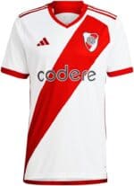 Authentic River Plate home jersey 2023/24 with club crest and sponsor logo. Perfect for fans and spo.