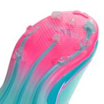 Authentic Messi F50 Elite FG soccer cleats in Flash Aqua, Lucid Pink, and Lucid Cyan colors.