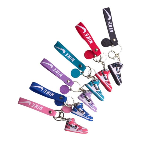 Colorful Nike sneaker keychains, perfect for fans and collectors.