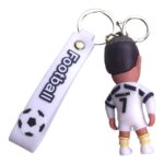 Keychain featuring Cristiano Ronaldo in his football kit, perfect for fans and collectors.