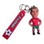 Keychain featuring Cristiano Ronaldo football kit design, perfect for fans and collectors.