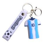 Football jersey keychain featuring Argentina's national team colors and number 10.