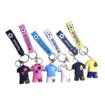 Keychain with mini football jersey and strap featuring football design.