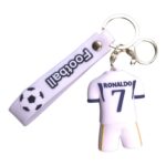 Football legend Ronaldo mini jersey keychain with Ronaldo 7 design, perfect for football fans and co.