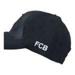 Swoosh logo black cap with FCB embroidery, sporty and stylish headwear.