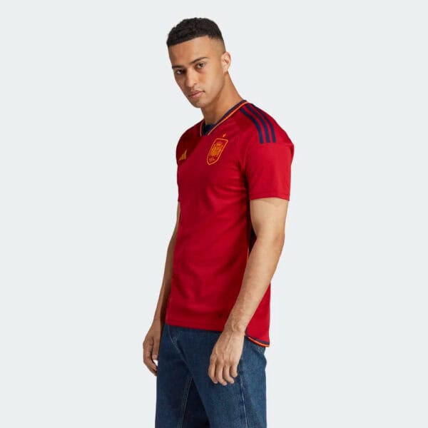 Spain World Cup 2022/23 home football jersey for men, featuring authentic design and team colors.