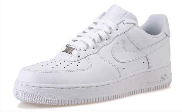 White Nike Air Force 1 Low sneakers for men and women.