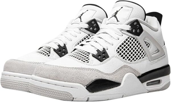 Air Jordan 4 Military Black sneakers with white and black accents.