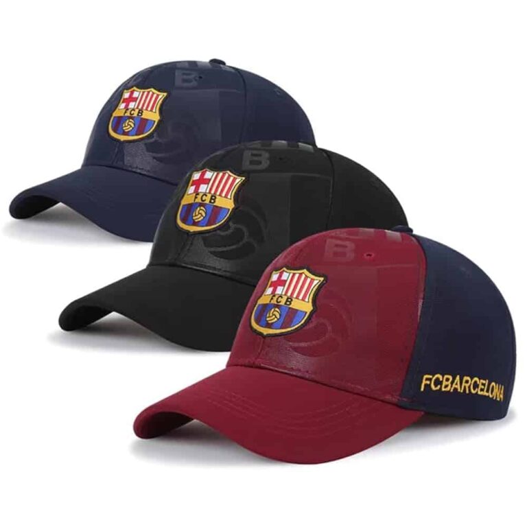 Official Barcelona FC Swoosh Flex Cap with embroidered club crest, adjustable fit, perfect for footb.