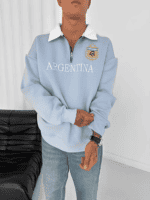 Argentina Half-Zip Oversized Sweatshirt for football fans, featuring Argentina team logo and comfort.