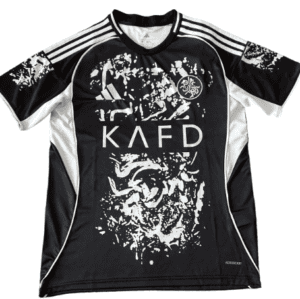 Al Nassr FC fourth football jersey 2026 with black and white design, team logo, and modern style.