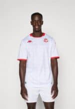 Tunisian national team football jersey featuring team crest, red trim, and breathable fabric for ath.