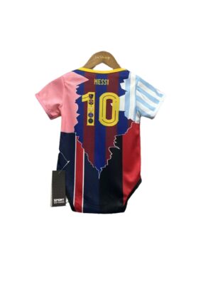 Baby Messi club football jersey with colorful design and number 10 print.