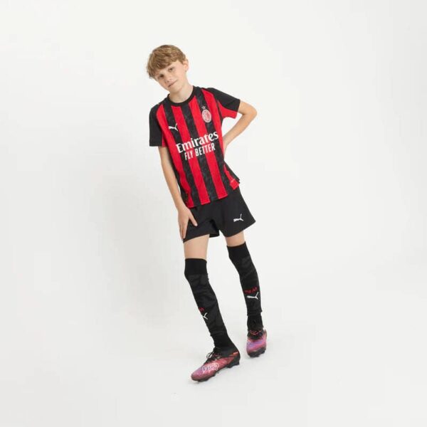 AC Milan kids home football kit 2025/26 with jersey, shorts, and socks. Perfect for young fans and p.