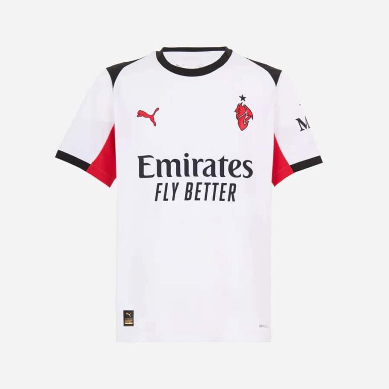 Authentic AC Milan football jersey with Puma logo and Emirates sponsor.