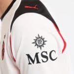 Puma football jersey featuring MSC logo, white with black and red accents, ideal for soccer fans and.