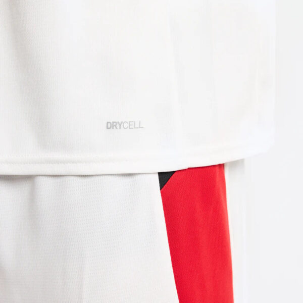 White football jersey with DryCell technology, red and black accents for optimal performance.