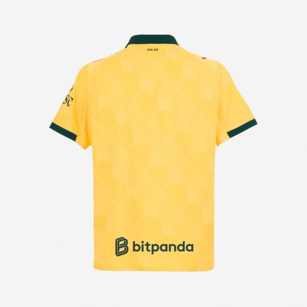 AC Milan third kit jersey 2025/26 for fans and players, featuring vibrant yellow color and team logo.