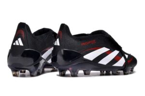 Adidas Predator Elite 24 FG black, white, and red soccer cleats for firm ground play. Perfect for pr.