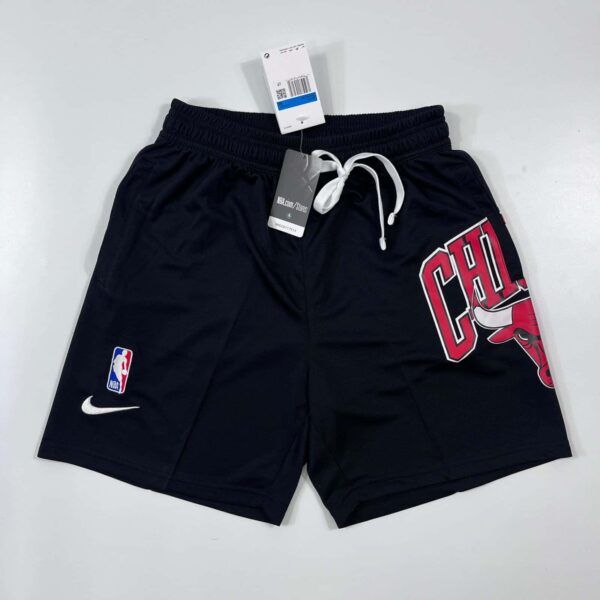 Nike Chicago Bulls basketball shorts with team logo and drawstring waist.
