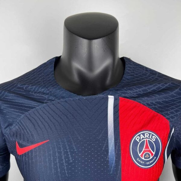 Authentic PSG home football jersey 2023/24 with club crest and Nike logo.