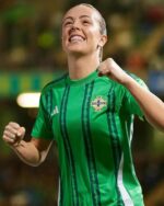 Northern Ireland football jersey 2023/24, authentic green home kit with team crest.