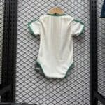 Algeria baby football jersey for infants, white with green accents, official team merchandise.