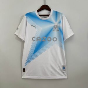 Authentic Marseille football jersey 2023/24, special edition with team logo and sponsor.