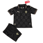 Black Portugal national football team away kit (jersey and shorts) with crest, PUMA logos, and a hanging tag.