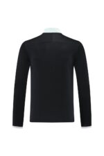 Black Nike Dri-Fit tracksuit jacket for athletic performance.