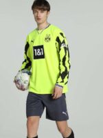 Dortmund anniversary long sleeve football jersey for 2025/26 season, vibrant yellow with black accen.