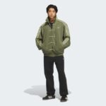 Adidas unisex olive green casual jacket with limited edition design, perfect for sports and streetwe.